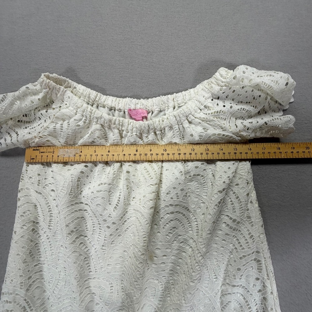 Lilly Pulitzer Lace Dress Womens S White Excellent Off The Shoulder Shift - Picture 4 of 9